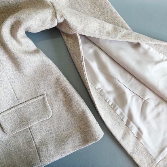 Marlies Grace Cate Coat - Blazer With Cape-Style Sleeves in Cream Grey Wool XS - Picture 8 of 14